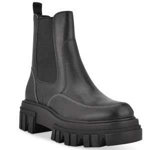 Marc Fisher LTD Morgan Chelsea Boots Chunky Lug Sole Ankle Booties Black Moto